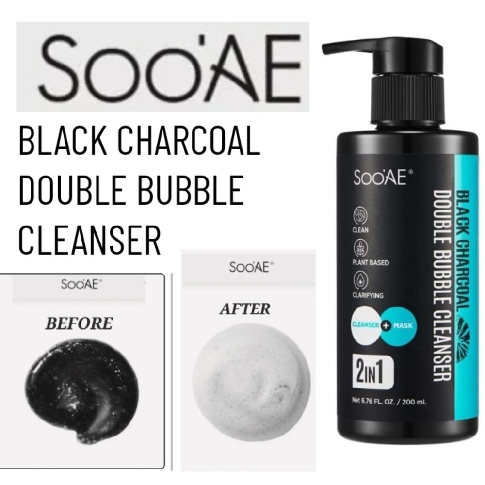 SooAE Black Charcoal Double Bubble Oxygen Cleanser/Mask SEALED